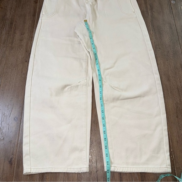 Miou Muse High Rise Barrel Pants Cream Baggy Relaxed Button Fly - Picture 10 of 12